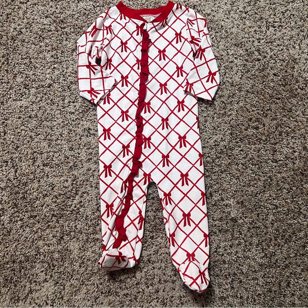 Little Bear Smocks Red and White Bow Zippies Size 18 Months